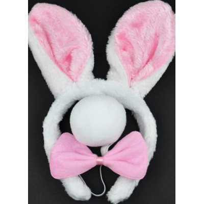 Bunny Rabbit Set - Pink  (headband, bowtie and tail)